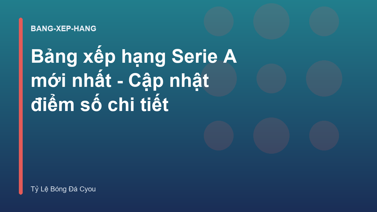 Bảng xếp hạng Serie A mới nhất - Cập nhật điểm số chi tiết